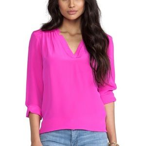 Amanda Uprichard Pink Silk Blouse